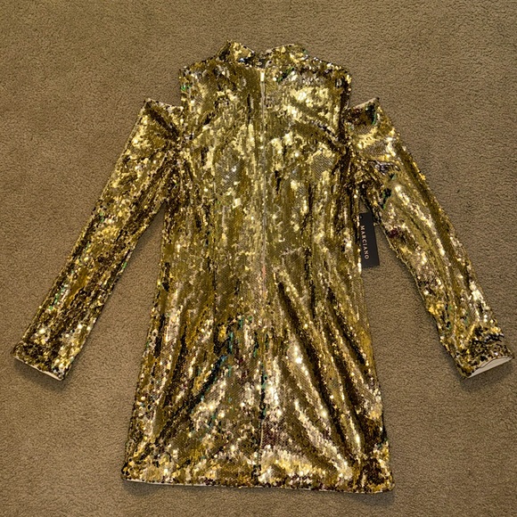 NWT Marciano Caela Sequin Cold Shoulder Mini Dress - Picture 7 of 12